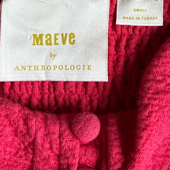 Maeve Anthropologie Puff Sleeve Demi Cup Mini Dress Sweetheart Pink Red small - Picture 5 of 11
